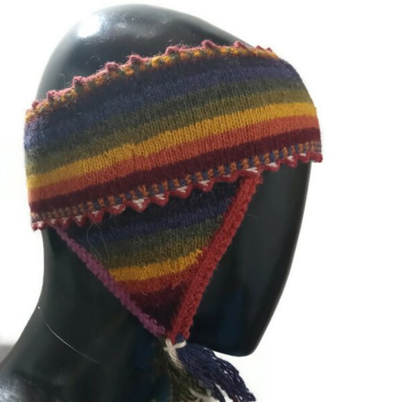 Handmade Headband for Women Woven in Multicolored Wool Andean Mountains Cusco - Picture 5 of 7